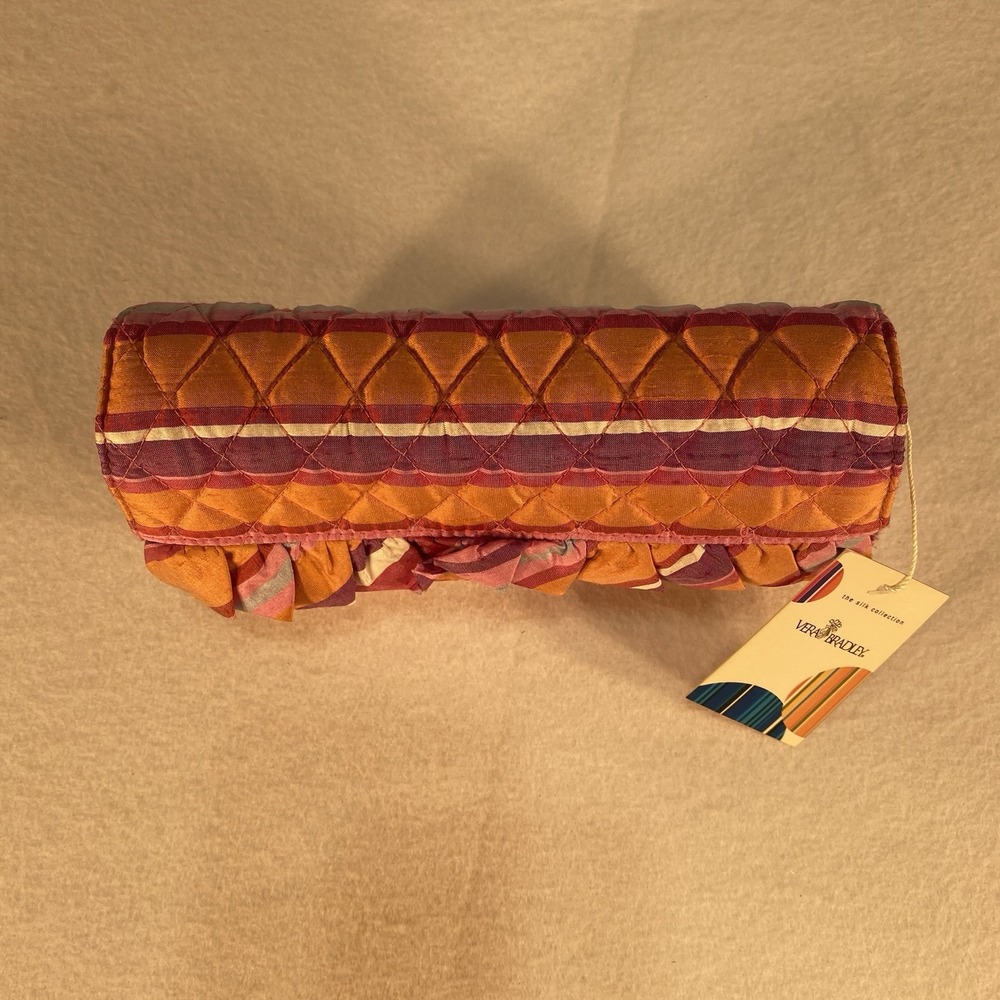 Vera Bradley Silk Collection Shoulder Bag NWT Quilted Stripe Multi Clutch Purse - Picture 4 of 9